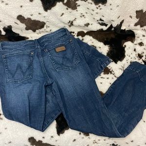 Wrangler Retro Women's Dark Wash Mid Rise Wide Leg Trouser 9x30